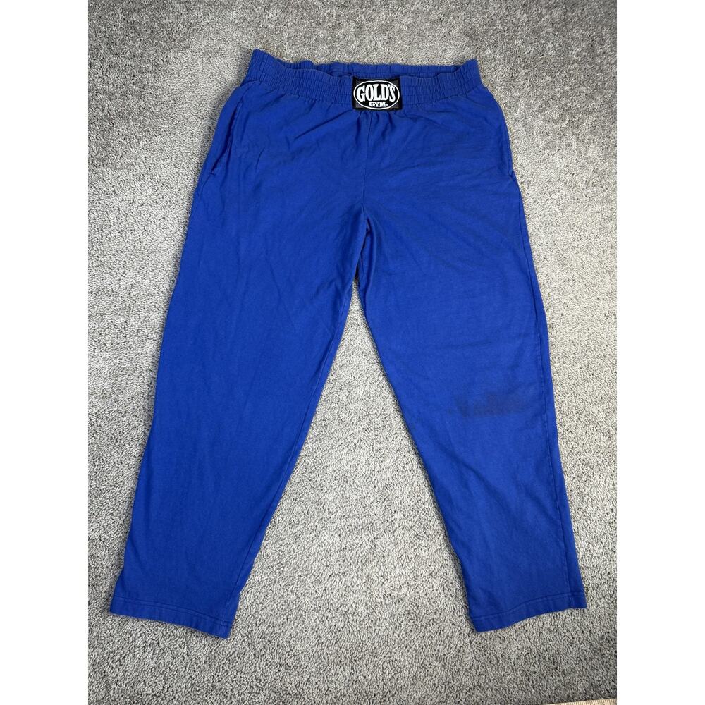 Vintage 90s Gold's Gym Sweatpants Mens L Blue Elastic Waist Bodybuilder READ